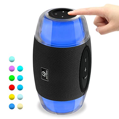 Wireless Bluetooth Speaker with Lights - JUSTNEED IPX5 Waterproof 16W Loud Stereo Speaker with 11 Changing RGB Colors LED Lamp for Home Party Camping Beach, Grey